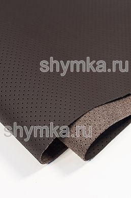 Eco microfiber leather Schweitzer Nappa with perforation 2584 BLACK BROWN thickness 1,3mm width 1,35m