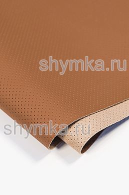 Eco microfiber leather Schweitzer Nappa with perforation 2837 ORANGE BROWN thickness 1,2mm width 1,35m