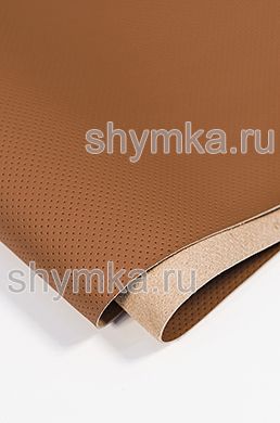 Eco microfiber leather Schweitzer Nappa with false perforation 2837 ORANGE BROWN thickness 1,2mm width 1,35m