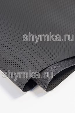 Eco microfiber leather Schweitzer Nappa with perforation 7363 IRON GREY thickness 1,2mm width 1,35m