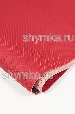 Eco microfiber leather Schweitzer Nappa with perforation 1376 EMPEROR CHERRY RED thickness 1,2mm width 1,35m