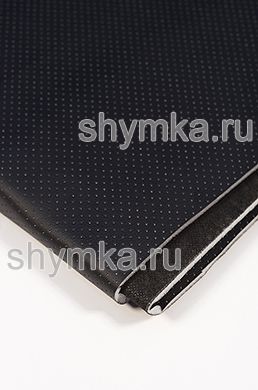 Eco leather Oregon SLIM BLACK with perforation on foam rubber 5mm and black spunbond 60g/sq.m width 1,4m