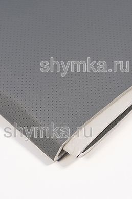 Eco leather Oregon SLIM LIGHT-GREY with perforation on foam rubber 5mm and grey spunbond 60g/sq.m width 1,4m