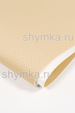 Eco leather Oregon SLIM CREAM-BEIGE with perforation on foam rubber 3mm (THREE) and spunbond width 1,4m