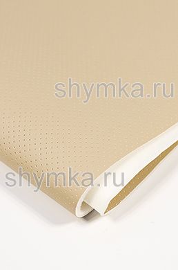 Eco leather Oregon STRONG BEIGE with perforation on foam rubber 3mm (THREE) and spunbond width 1,4m