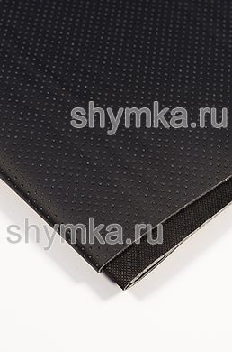 Eco leather Oregon SLIM BLACK with perforation on foam rubber 3mm (THREE) and black spunbond 60g/sq.m width 1,4m