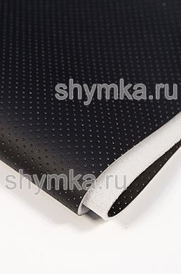Eco leather Oregon SLIM BLACK with perforation on foam rubber 3mm (THREE) WITHOUT SPUNBOND width 1,4m