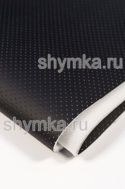 Eco leather Oregon STRONG BLACK with perforation on foam rubber 5mm WITHOUT SPUNBOND width 1,4m