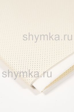 Eco leather Oregon SLIM IVORY with perforation on foam rubber 5mm and white spunbond 60g/sq.m width 1,4m