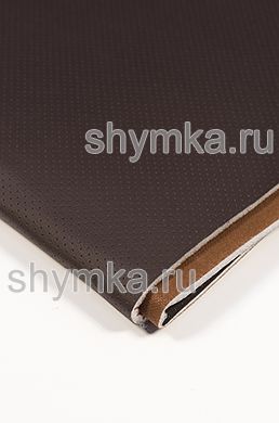 Eco leather Oregon STRONG with perforation on foam rubber 5mm and brown spunbond 60g/sq.m CHOCOLATE width 1,4m