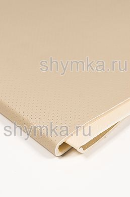 Eco leather Oregon SLIM BEIGE with perforation on foam rubber 3mm (THREE) and beige spunbond 60g/sq.m width 1,4m