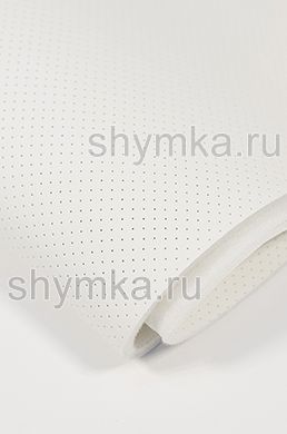 Eco leather Oregon SLIM WHITE with perforation on foam rubber 5mm and spunbond width 1,4m