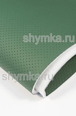 Eco leather Oregon SLIM GREEN with perforation on foam rubber 5mm and spunbond width 1,4m