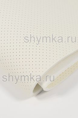 Eco leather Oregon SLIM CREAM with perforation on foam rubber 5mm and spunbond width 1,4m