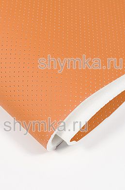 Eco leather Oregon SLIM ORANGE with perforation on foam rubber 5mm and spunbond width 1,4m