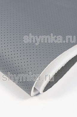 Eco leather Oregon STRONG LIGHT-GREY with perforation on foam rubber 5mm and spunbond width 1,4m