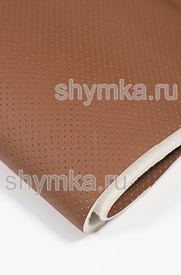 Eco leather Oregon SLIM DARK-BROWN with perforation on foam rubber and spunbond 5mm width 1,4m