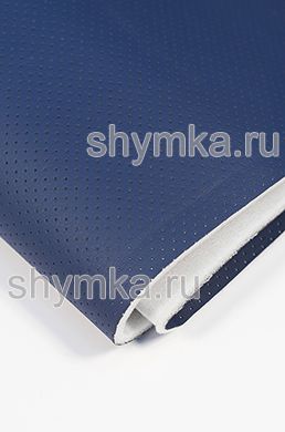 Eco leather Oregon SLIM DARK-BLUE with perforation on foam rubber 5mm and spunbond width 1,4m