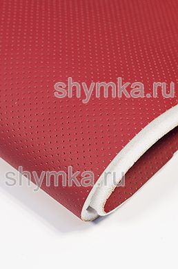Eco leather Oregon STRONG RED with perforation on foam rubber 5mm and spunbond width 1,4m