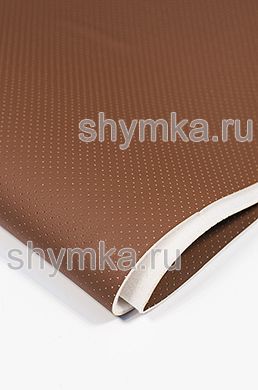 Eco leather Oregon SLIM DARK-BROWN with perforation on foam rubber 3mm (THREE) and spunbond width 1,4m