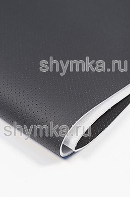 Eco leather Oregon SLIM DARK-GREY with perforation on foam rubber 3mm (THREE) and spunbond width 1,4m