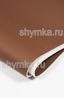 Eco leather Oregon STRONG DARK-BROWN with perforation on foam rubber 3mm (THREE) and spunbond width 1,4m