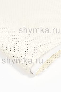 Eco leather Oregon SLIM CREAM with perforation on foam rubber 3mm (THREE) and spunbond width 1,4m thickness 3,85mm