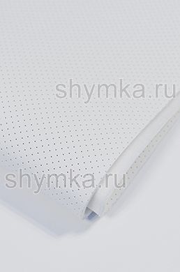 Eco leather Oregon STRONG WHITE with perforation on foam rubber 3mm (THREE) and spunbond width 1,4m