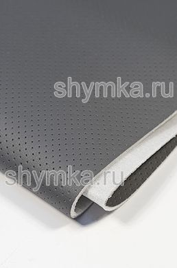 Eco leather Oregon SLIM GREY with perforation on foam rubber 3mm (THREE) and spunbond width 1,4m