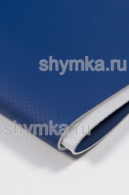 Eco leather Oregon SLIM BLUE with perforation on foam rubber 3mm (THREE) and spunbond width 1,4m thickness 3,85mm