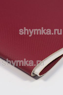 Eco leather Oregon STRONG RED with perforation on foam rubber 3mm (THREE) and spunbond width 1,4m