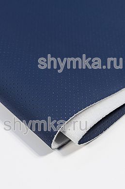 Eco leather Oregon SLIM DARK-BLUE with perforation on foam rubber 3mm (THREE) and spunbond width 1,4m thickness 3,85mm
