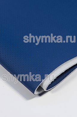 Eco leather Oregon STRONG BLUE with perforation on foam rubber 3mm (THREE) and spunbond width 1,4m