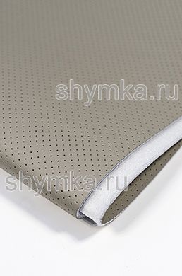 Eco leather Oregon SLIM BEIGE-GREY with perforation on foam rubber 3mm (THREE) and spunbond width 1,4m