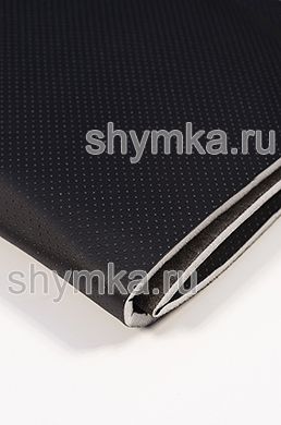 Eco leather Oregon SLIM BLACK with perforation on foam rubber 7mm and BLACK spunbond 60g/sq.m width 1,4m