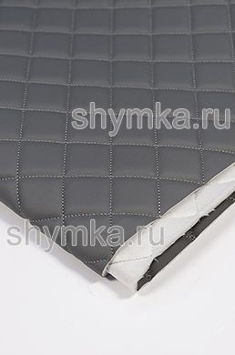Eco leather Oregon on foam rubber 5mm and spunbond LIGHT-GREY quilted with LIGHT-GREY №301 thread SQUARE 35x35mm width 1,4m