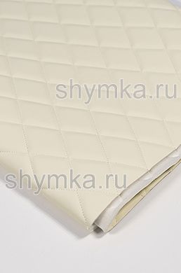 Eco leather Oregon on foam rubber 5mm and spunbond CREAM quilted with CREAM thread RHOMBUS 45x45mm width 1,4m