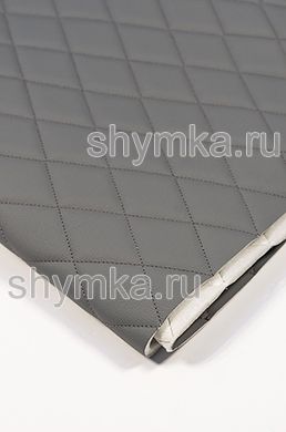 Eco leather Oregon on foam rubber 5mm and spunbond LIGHT-GREY quilted with DARK-GREY №300 thread RHOMBUS 45x45mm width 1,4m