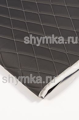 Eco leather Oregon on foam rubber 5mm and spunbond DARK-GREY quilted with LIGHT-GREY №301 thread RHOMBUS 45x45mm width 1,4m