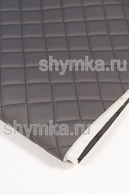 Eco leather Oregon on foam rubber 5mm and spunbond GREY quilted with DARK-GREY thread SQUARE 35x35mm width 1,4m