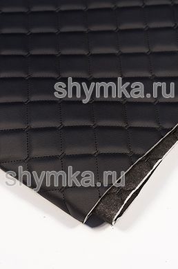 Eco leather Oregon on foam rubber 5mm and black spunbond 60g/sq.m BLACK quilted with BLACK thread SQUARE NEO 35x35mm width 1,35m