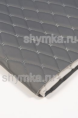 Eco leather Oregon on foam rubber 5mm and grey spunbond 60g/sq.m LIGHT-GREY quilted with LIGHT-GREY №1340 thread RHOMBUS DECORATIVE 45x45mm width 1,38m