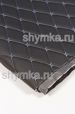 Eco leather Oregon on foam rubber 5mm and graphite spunbond 60g/sq.m DARK-GREY quilted with STEEL №1342 thread RHOMBUS DECORATIVE 45x45mm width 1,38m