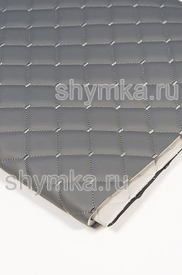 Eco leather Oregon on foam rubber 5mm and grey spunbond 60g/sq.m LIGHT-GREY quilted with LIGHT-GREY №1340 thread SQUARE NEO 35x35mm width 1,35m