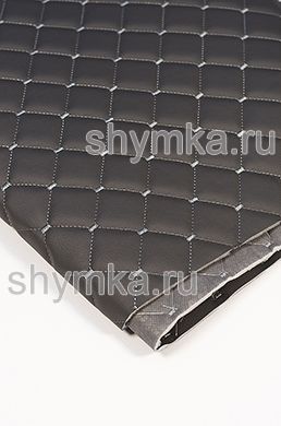 Eco leather Oregon on foam rubber 5mm and graphite spunbond 60g/sq.m DARK-GREY quilted with LIGHT-GREY №1340 thread SQUARE NEO 35x35mm width 1,35m