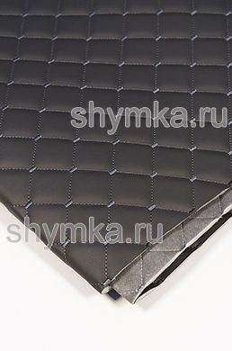 Eco leather Oregon on foam rubber 5mm and graphite spunbond 60g/sq.m DARK-GREY quilted with DARK-GREY №1339 thread SQUARE NEO 35x35mm width 1,35m
