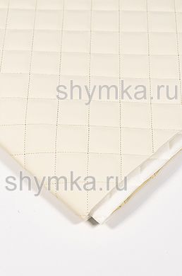 Eco leather Oregon on foam rubber 5mm and white spunbond 60g/sq.m IVORY quilted with CREAM №1354 thread SQUARE 35x35mm width 1,4m