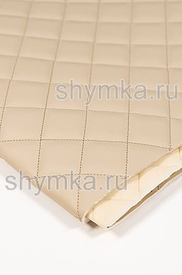Eco leather Oregon on foam rubber 5mm and beige spunbond 60g/sq.m BEIGE quilted with BEIGE №343 thread SQUARE 35x35mm width 1,4m