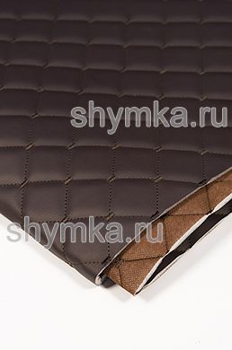 Eco leather Oregon on foam rubber 5mm and brown spunbond 60g/sq.m CHOCOLATE quilted with DARK-BROWN №1495 thread SQUARE NEO 35x35mm width 1,35m